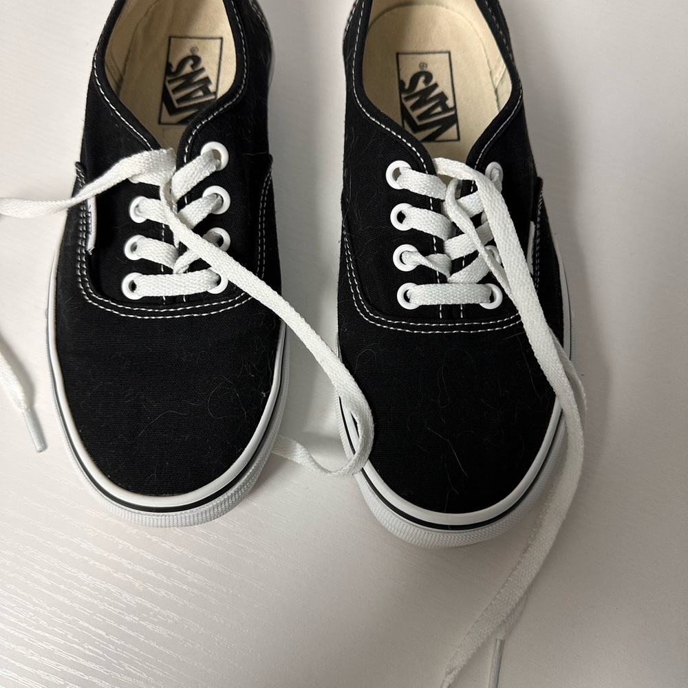 Vans Black and White Canvas Lace-Up Sneakers